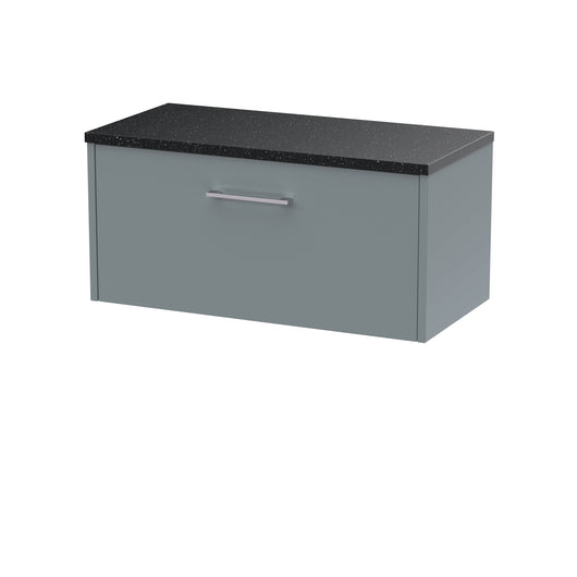  Hudson Reed Juno 800mm Wall Hung Single Drawer Vanity & Laminate Top - Coastal Grey