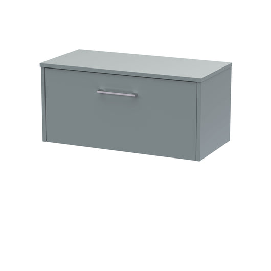  Hudson Reed Juno 800mm Wall Hung Single Drawer Vanity & Worktop - Coastal Grey