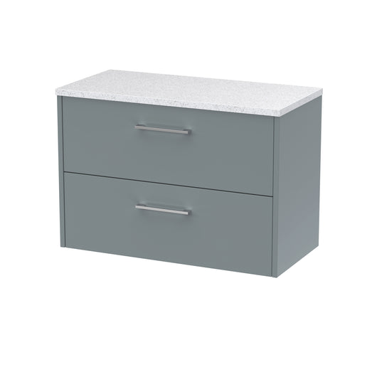  Hudson Reed Juno 800mm Wall Hung 2 Drawer Vanity & Laminate Top - Coastal Grey