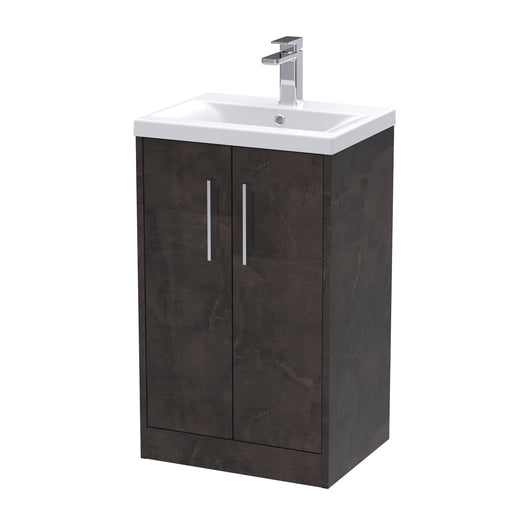  Hudson Reed Juno 500mm Floor Standing 2 Door Vanity & Basin 1 - Metallic Slate