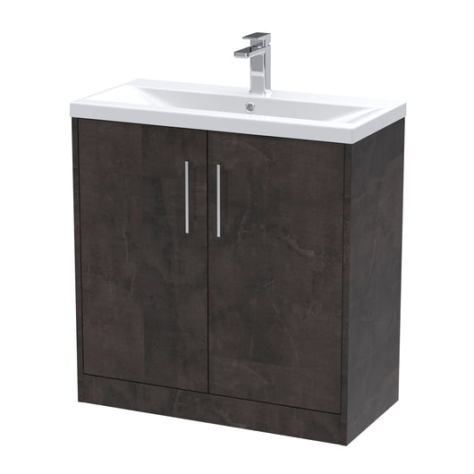  Hudson Reed Juno 800mm Floor Standing 2 Door Vanity & Basin 1 - Metallic Slate