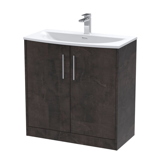  Hudson Reed Juno 800mm Floor Standing 2 Door Vanity & Basin 4 - Metallic Slate