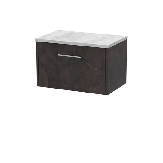  Hudson Reed Juno 600mm Wall Hung 1 Drawer Vanity & Worktop - Metallic Slate