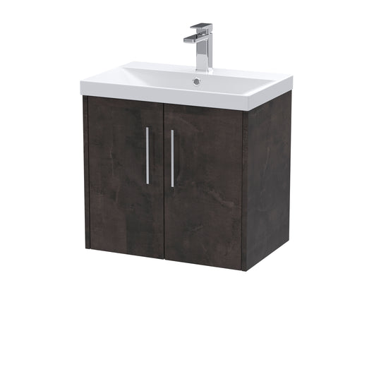  Hudson Reed Juno 600mm Wall Hung 2 Door Vanity & Basin 3 - Metallic Slate