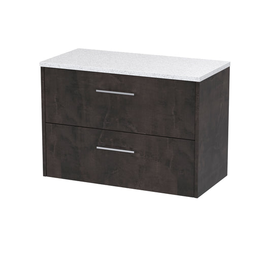  Hudson Reed Juno 800mm Wall Hung 2 Drawer Vanity & Worktop - Metallic Slate