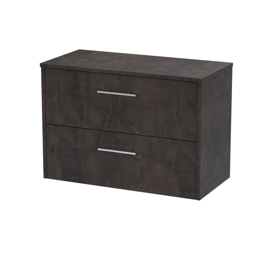  Hudson Reed Juno 800mm Wall Hung 2 Drawer Vanity & Worktop - Metallic Slate