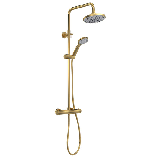  Nuie Round Thermostatic Bar Valve & Shower Kit - Brushed Brass