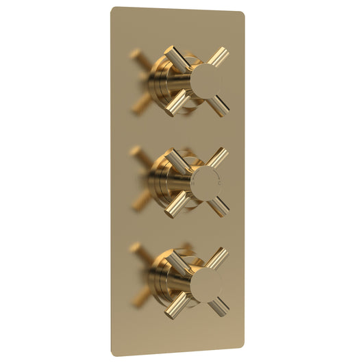  Hudson Reed Tec Crosshead Triple Thermostatic Shower Valve With Diverter - Brushed Brass