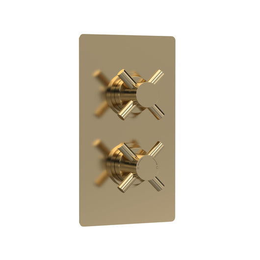  Hudson Reed Tec Crosshead Twin Thermostatic Shower Valve With Diverter - Brushed Brass