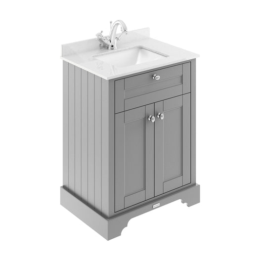  Hudson Reed Old London 600mm Cabinet & Marble Top (1TH) - Storm Grey