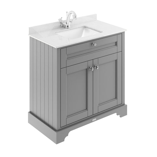  Hudson Reed Old London 800mm Cabinet & Marble Top (1TH) - Storm Grey