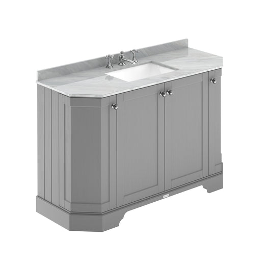  Hudson Reed Old London 1200mm 4-Door Angled Unit & Grey Marble Top 3TH - Storm Grey