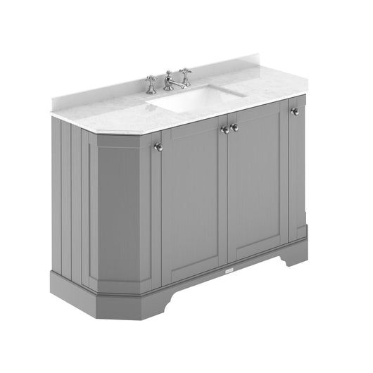  Hudson Reed Old London 1200mm 4-Door Angled Unit & White Marble Top 3TH - Storm Grey