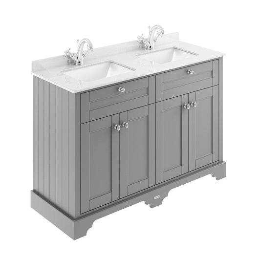  Hudson Reed Old London 1200mm Cabinet & Double Marble Top (1TH) - Storm Grey