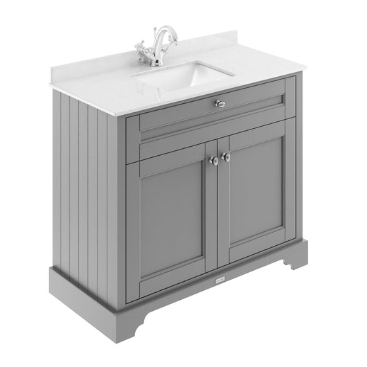  Hudson Reed Old London 1000mm Cabinet & Marble Top (1TH) - Storm Grey
