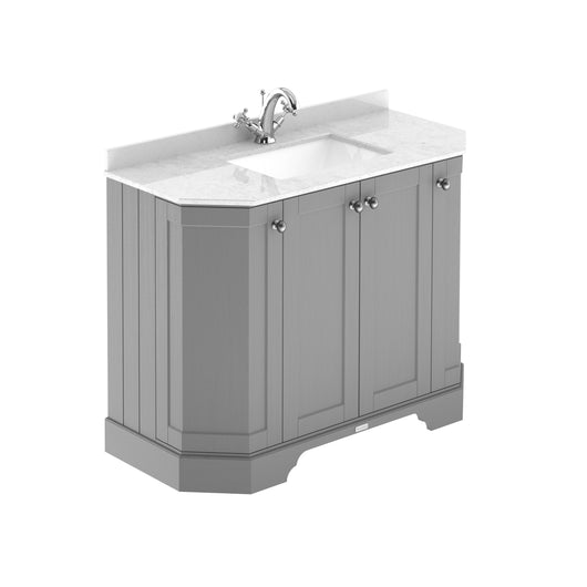 Hudson Reed Old London 1000mm 4-Door Angled Unit & White Marble Top 1TH - Storm Grey