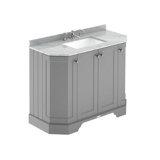  Hudson Reed Old London 1000mm 4-Door Angled Unit & Grey Marble Top 3TH - Storm Grey