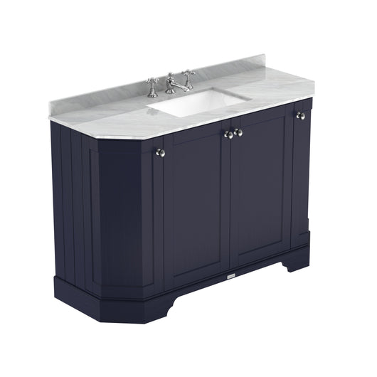  Hudson Reed Old London 1200mm 4-Door Angled Unit & Grey Marble Top 3TH - Twilight Blue