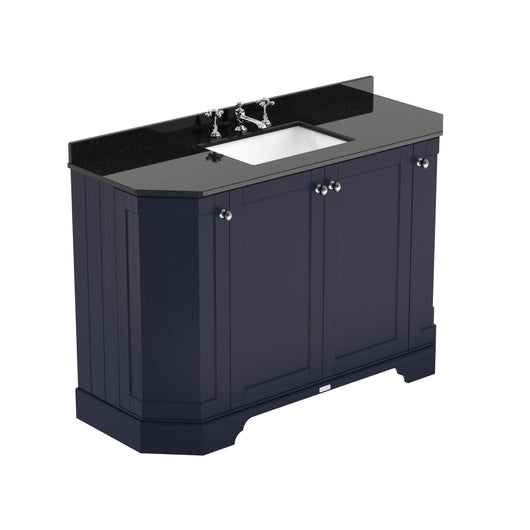  Hudson Reed Old London 1200mm 4-Door Angled Unit & Black Marble Top 3TH - Twilight Blue