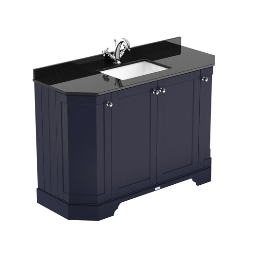  Hudson Reed Old London 1200mm 4-Door Angled Unit & Black Marble Top 1TH - Twilight Blue