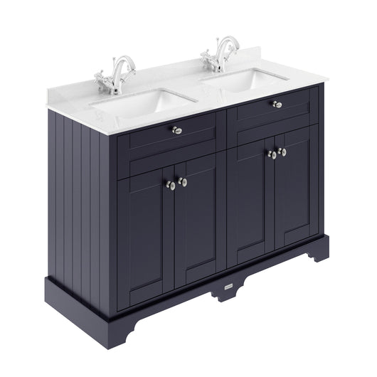  Hudson Reed Old London 1200mm Cabinet & Double Marble Top (1TH) - Twilight Blue