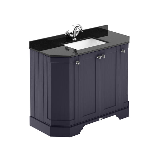  Hudson Reed Old London 1000mm 4-Door Angled Unit & Black Marble Top 1TH - Twilight Blue