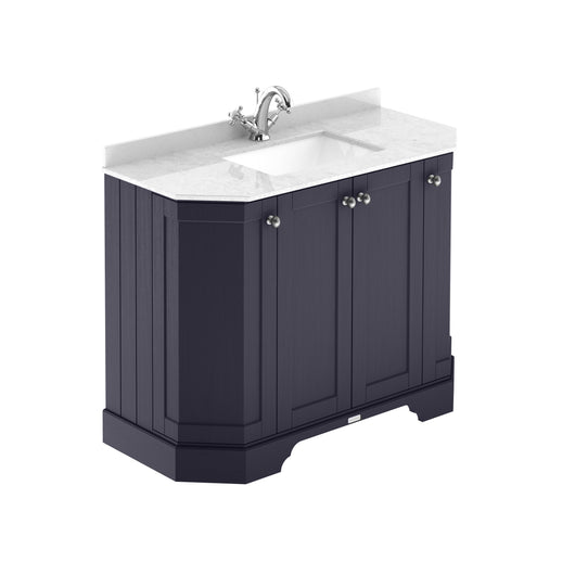  Hudson Reed Old London 1000mm 4-Door Angled Unit & White Marble Top 1TH - Twilight Blue