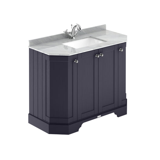  Hudson Reed Old London 1000mm 4-Door Angled Unit & Grey Marble Top 1TH - Twilight Blue