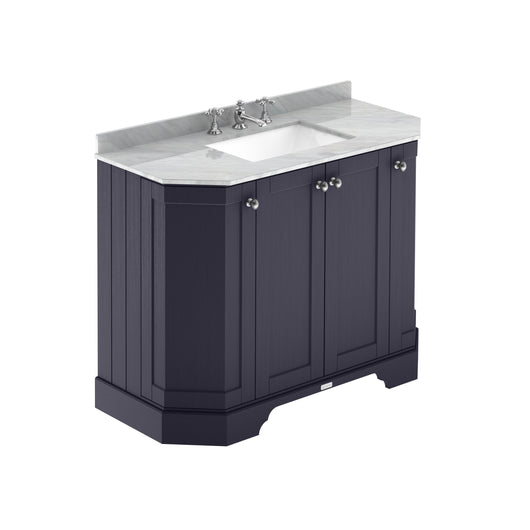  Hudson Reed Old London 1000mm 4-Door Angled Unit & Grey Marble Top 3TH - Twilight Blue