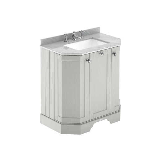  Hudson Reed Old London 750mm 3-Door Angled Unit & Grey Marble Top 3TH - Timeless Sand
