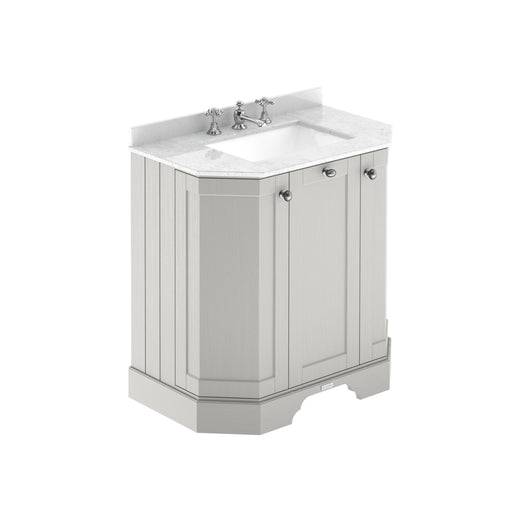  Hudson Reed Old London 750mm 3-Door Angled Unit & White Marble Top 3TH - Timeless Sand