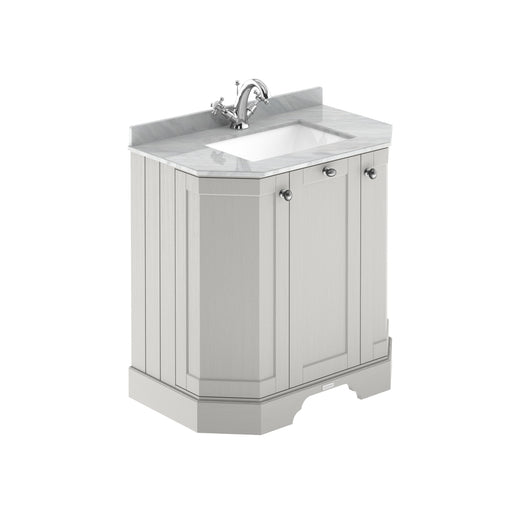  Hudson Reed Old London 750mm 3-Door Angled Unit & Grey Marble Top 1TH - Timeless Sand