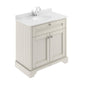 Old London 800mm 2-Door Vanity Unit & Single Bowl White Marble Top 1 Tap hole - Timeless Sand - welovecouk