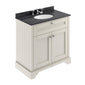 Old London 800mm 2-Door Vanity Unit & Single Bowl Black Marble Top 3 Tap Hole - Timeless Sand - welovecouk