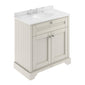 Old London 800mm 2-Door Vanity Unit & Single Bowl White Marble Top 3 Tap Hole - Timeless Sand - welovecouk
