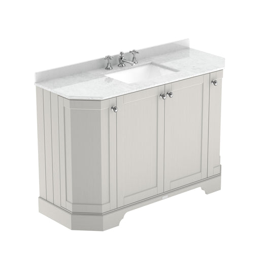  Hudson Reed Old London 1200mm 4-Door Angled Unit & White Marble Top 3TH - Timeless Sand