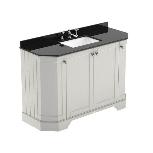  Hudson Reed Old London 1200mm 4-Door Angled Unit & Black Marble Top 3TH - Timeless Sand