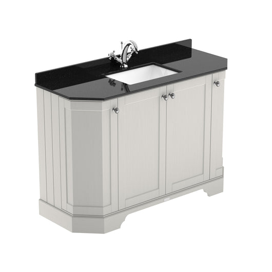  Hudson Reed Old London 1200mm 4-Door Angled Unit & Black Marble Top 1TH - Timeless Sand