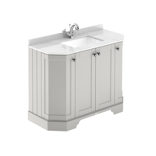  Hudson Reed Old London 1000mm 4-Door Angled Unit & White Marble Top 1TH - Timeless Sand