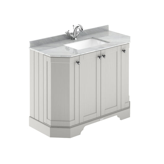  Hudson Reed Old London 1000mm 4-Door Angled Unit & Grey Marble Top 1TH - Timeless Sand