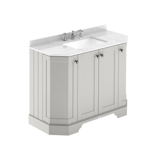  Hudson Reed Old London 1000mm 4-Door Angled Unit & White Marble Top 3TH - Timeless Sand