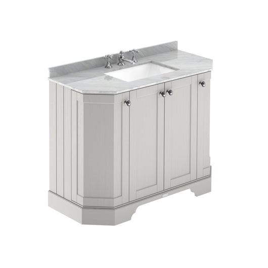  Hudson Reed Old London 1000mm 4-Door Angled Unit & Grey Marble Top 3TH - Timeless Sand