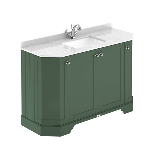  Hudson Reed Old London 1200mm 4-Door Angled Unit & White Marble Top 1TH - Hunter Green