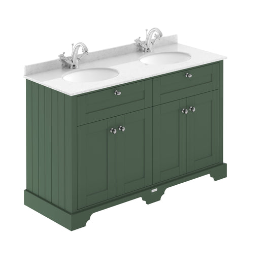  Hudson Reed Old London 1200mm Cabinet & Double Marble Top (1TH) - Hunter Green