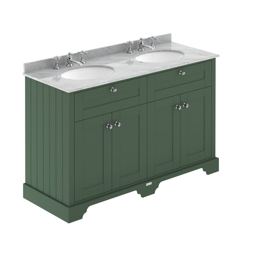  Hudson Reed Old London 1200mm Cabinet & Double Marble Top (3TH) - Hunter Green