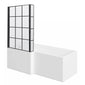 L-Shaped 1700 x 850/700 Shower Bath C/W Black Framed Bath Screen & Front Panel