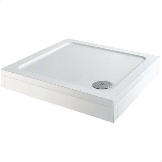  White 800 x 800mm Square Easy Plumb Stone Shower Tray