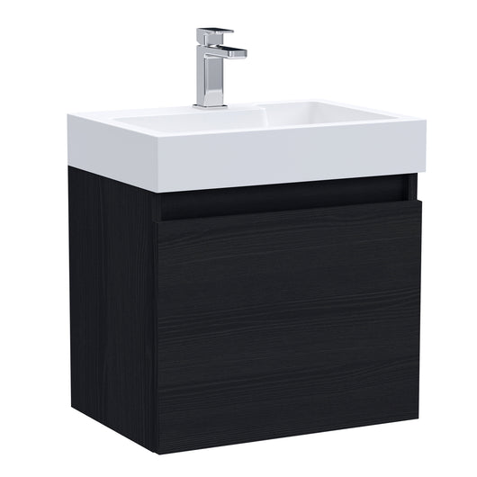  Mura Wall Hung 1-Door Vanity Unit L-Shaped Basin 500mm - Charcoal Black