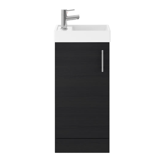  Retto 400mm Floor Standing 1-Door Vanity Unit with Basin - Charcoal Black