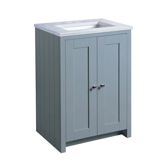  Tavistock Lansdown 600mm Vanity Unit with Carrara Marble Worktop & Undermount Basin - Mineral Blue